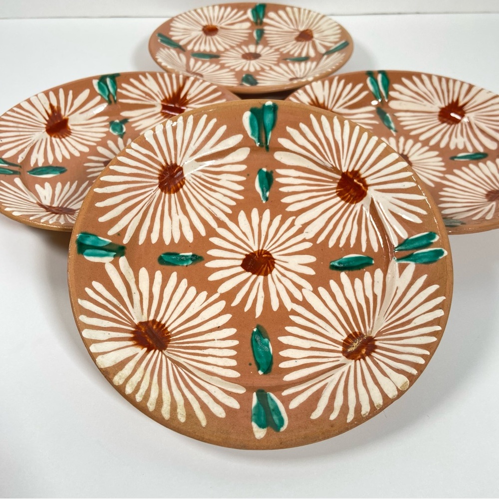 4 Vintage RedWare Plates